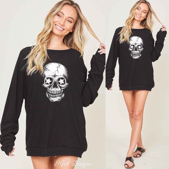 ❤️LAST 1! Softest Star Skull Hacci Knit Sweatshirt - Picture 3 of 6